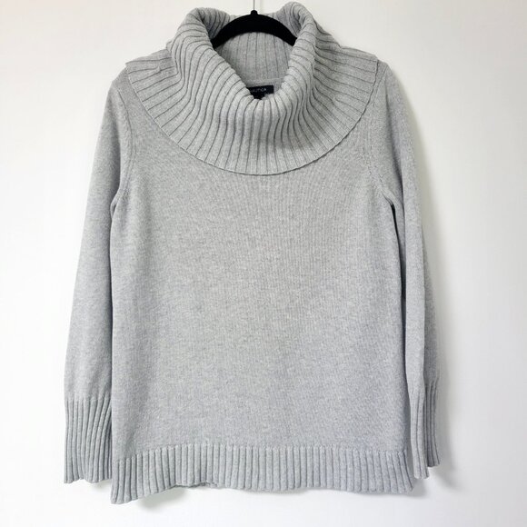Nautica Soft Knitted Turtleneck Light Gray Sweater 100% Cotton - Picture 1 of 7